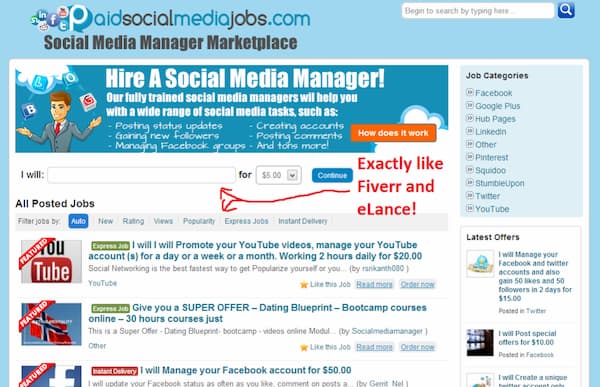 Paid Social Media Jobs marketplace