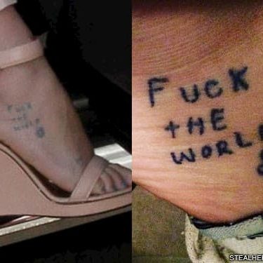kesha fuck the world foot tattoo