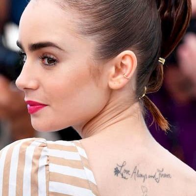 lily collins flower tattoo
