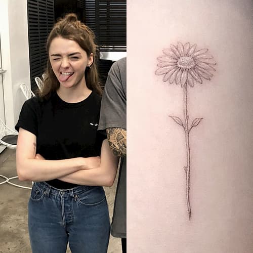 maisie williams flower arm tattoo